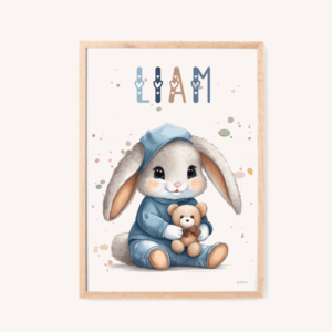 Børneplakat - Blå kanin 2 - A4